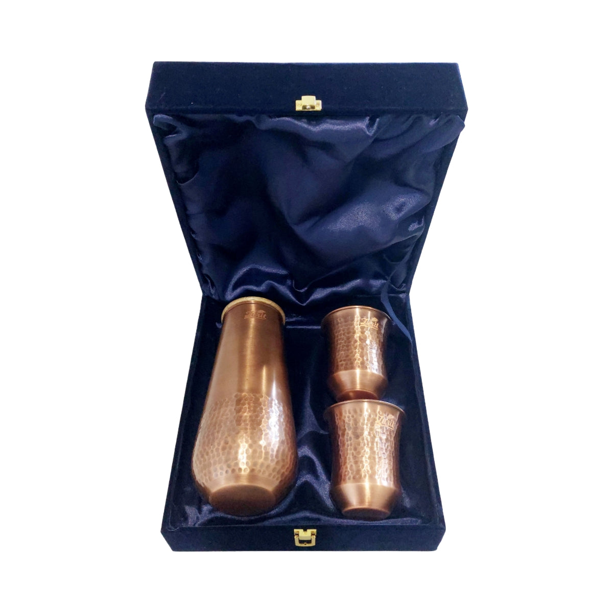 Luxury Dark Antique Copper Bottle Set with Wooden Lid & Matching Cups Zurit Enterprise Pty Ltd