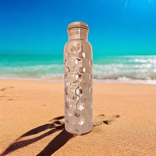 Honeycomb design - Shine finished - Premium Copper Bottle 1 Litre Zurit Enterprise Pty Ltd