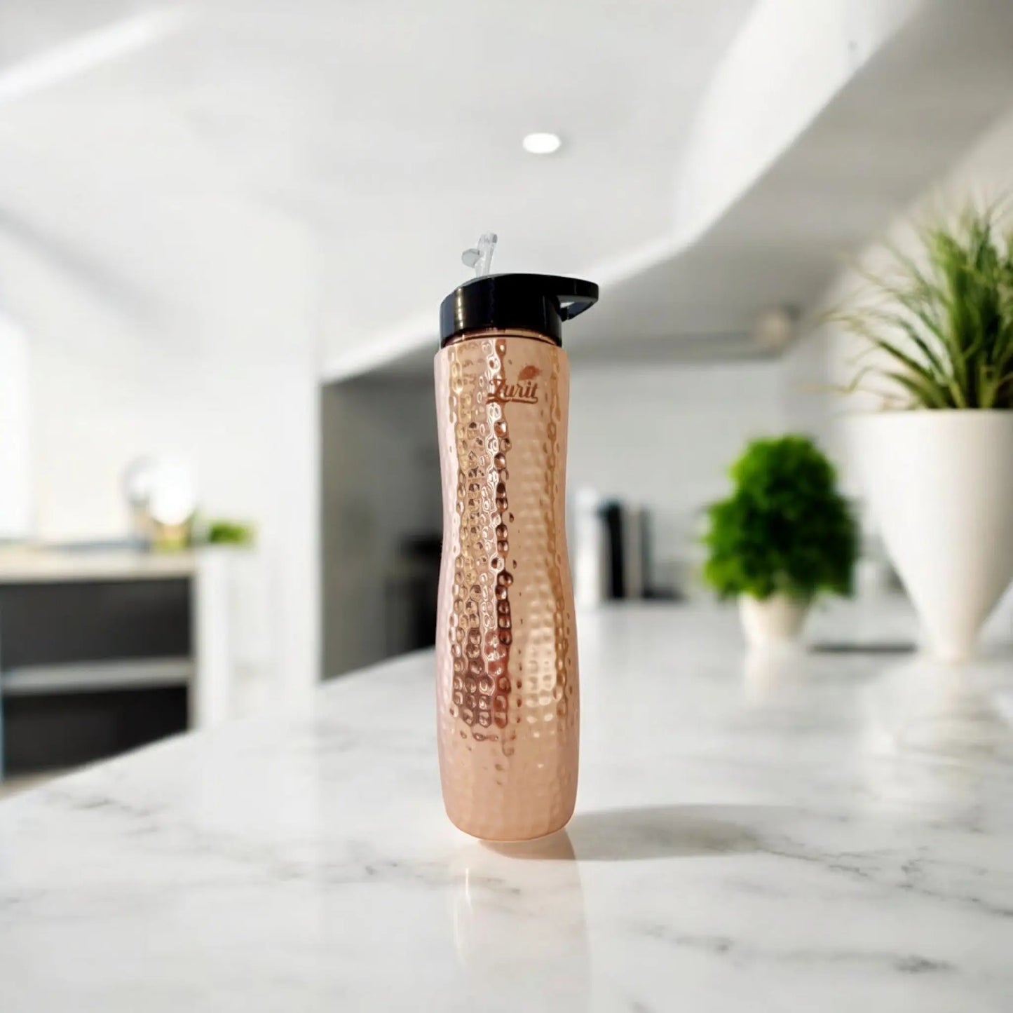 Hammered with Sipper Lid -  Premium Copper Bottle Zurit Enterprise Pty Ltd