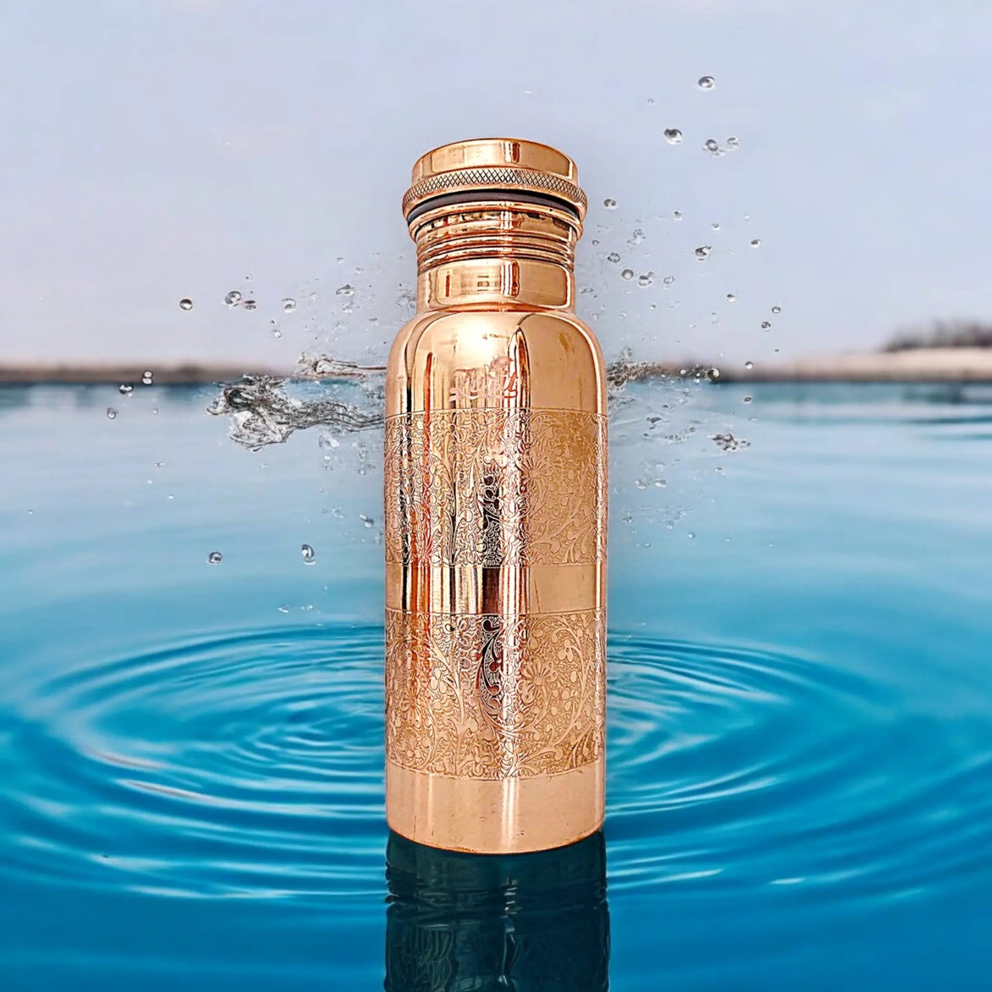 Engraved Shine Finished 600 ML -  Premium Copper Bottle Zurit Enterprise Pty Ltd
