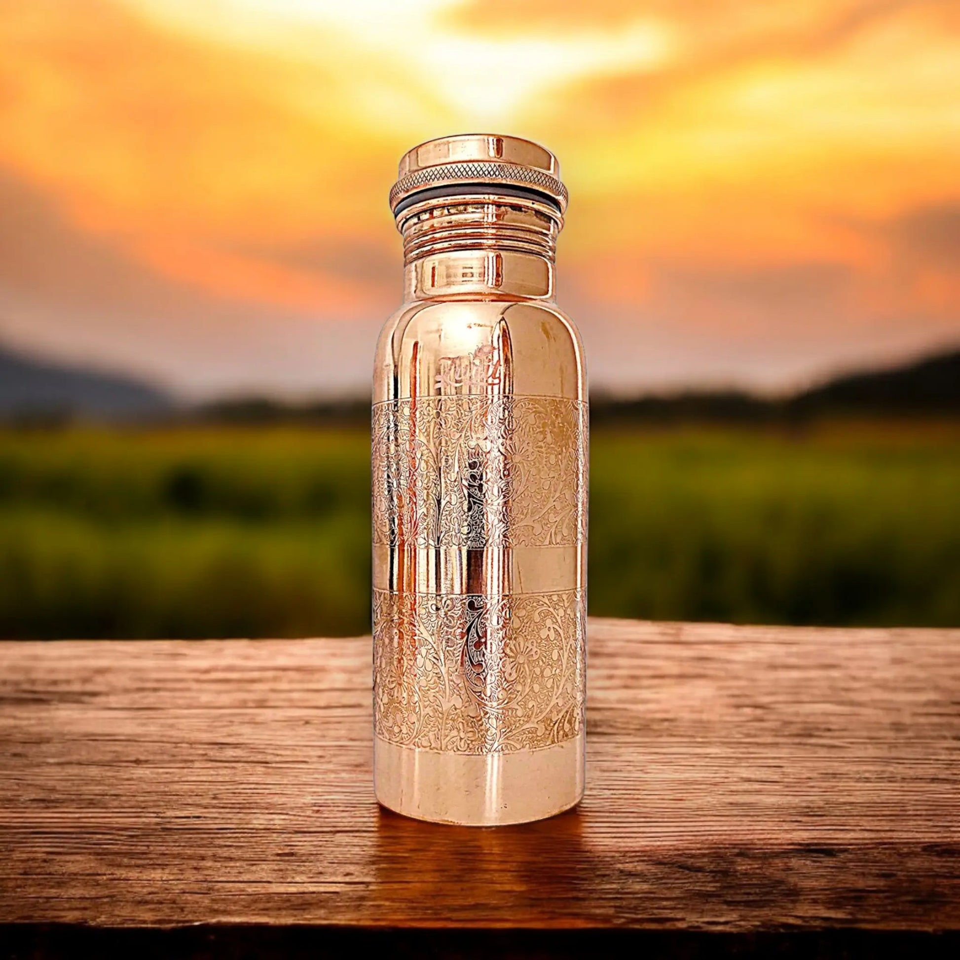 Engraved Shine Finished 600 ML -  Premium Copper Bottle Zurit Enterprise Pty Ltd