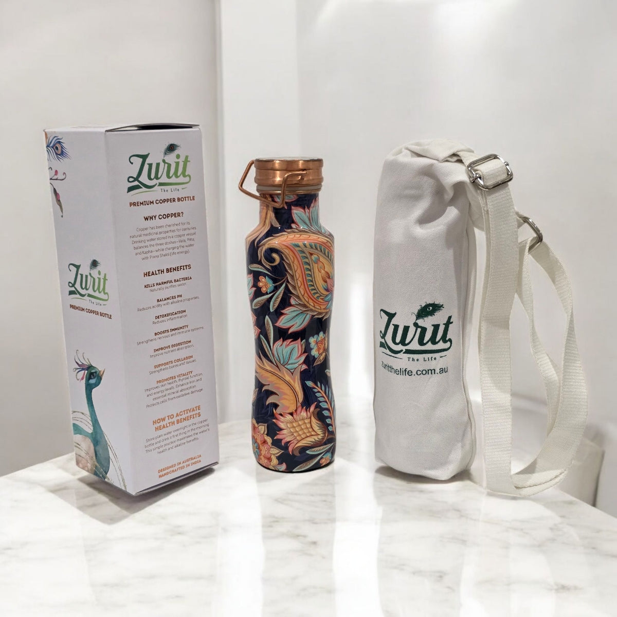 Blue Blossom 800ml - Premium Copper Bottle Zurit Enterprise