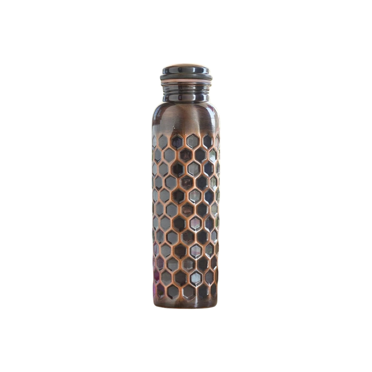 Zurit Premium Copper Bottle – Antique Dark Honeycomb Design