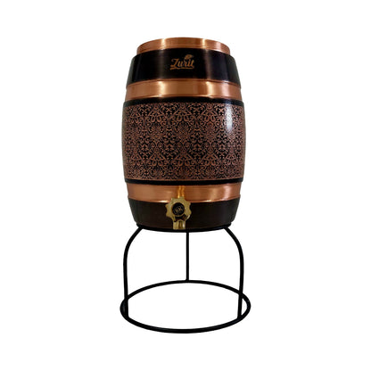 Premium Copper Water Pot with Embossed and Black Printed Design - 5 Litres