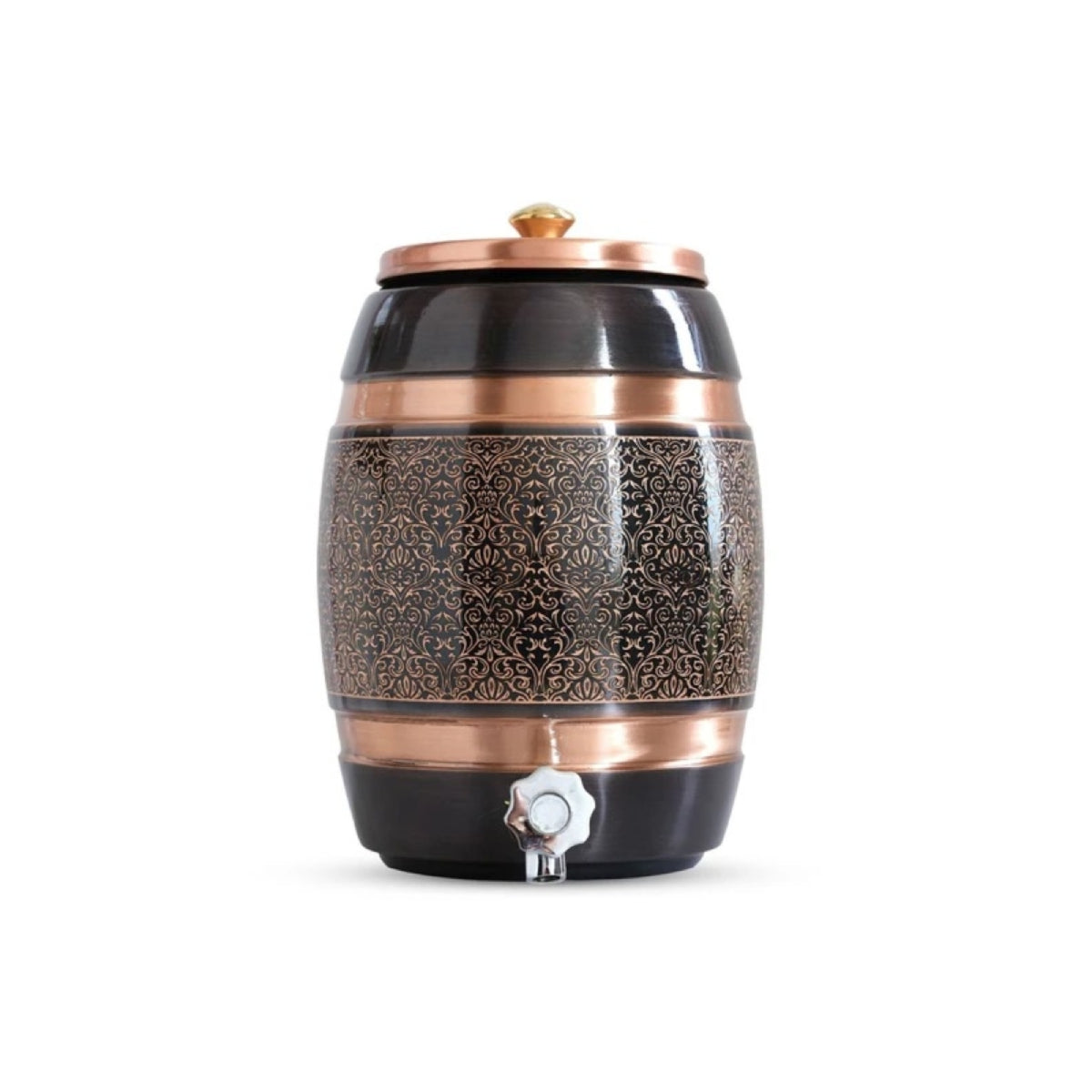 Premium Copper Water Pot with Embossed and Black Printed Design - 5 Litres Zurit Enterprise