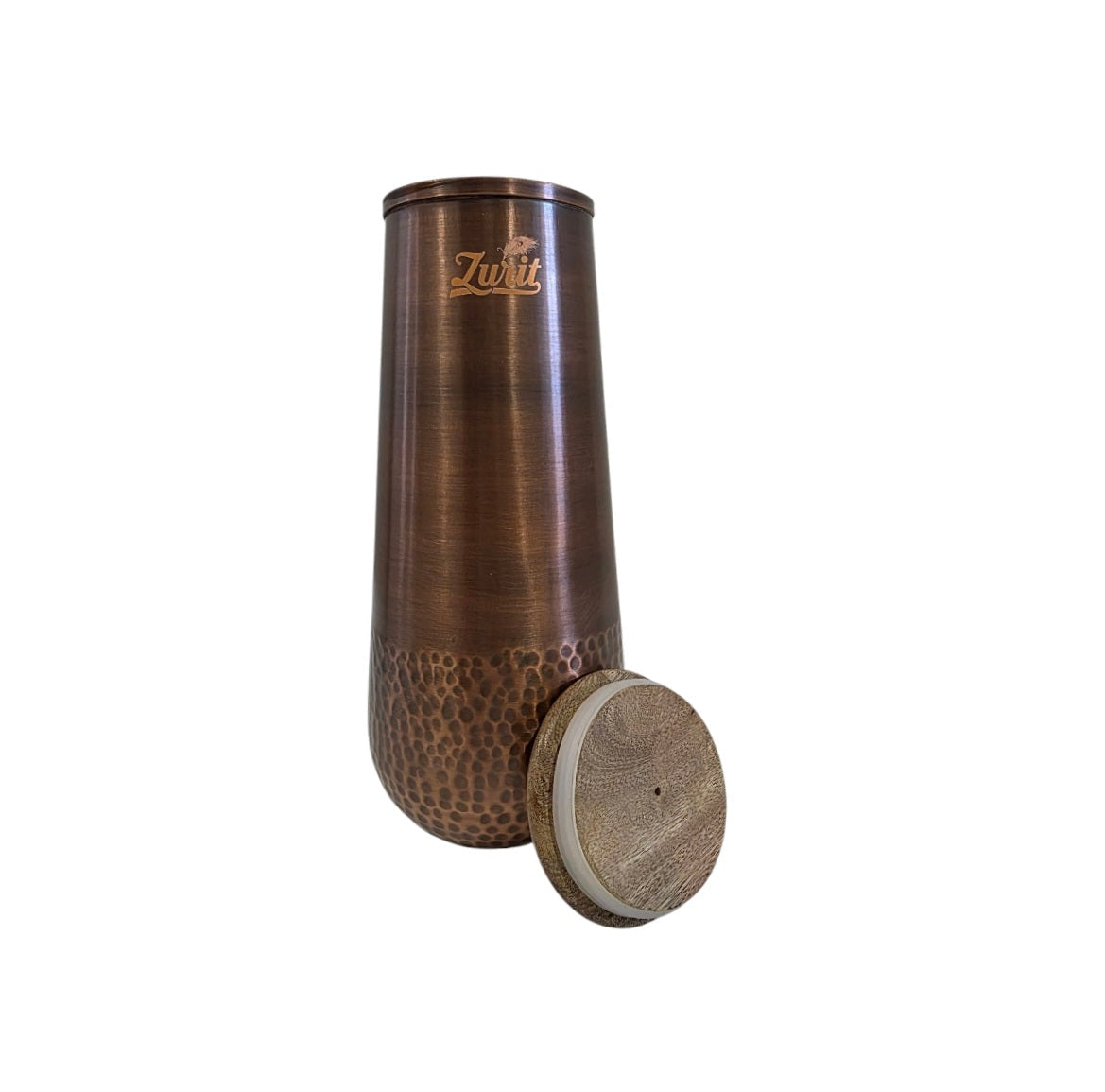 Luxury Dark Antique Copper Bottle Set with Wooden Lid Zurit Enterprise